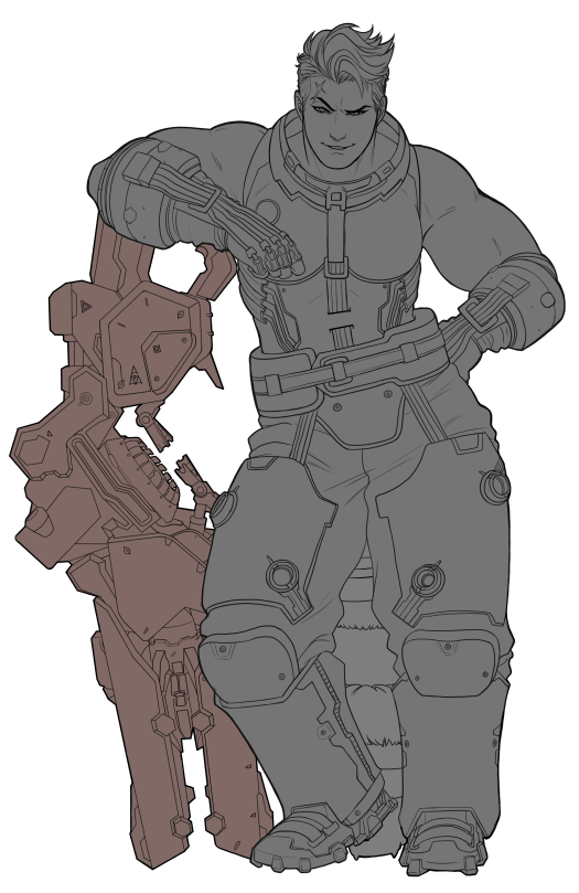 1girl, biceps, boots, brown_theme, directed-energy_weapon, energy_cannon, energy_gun, energy_weapon