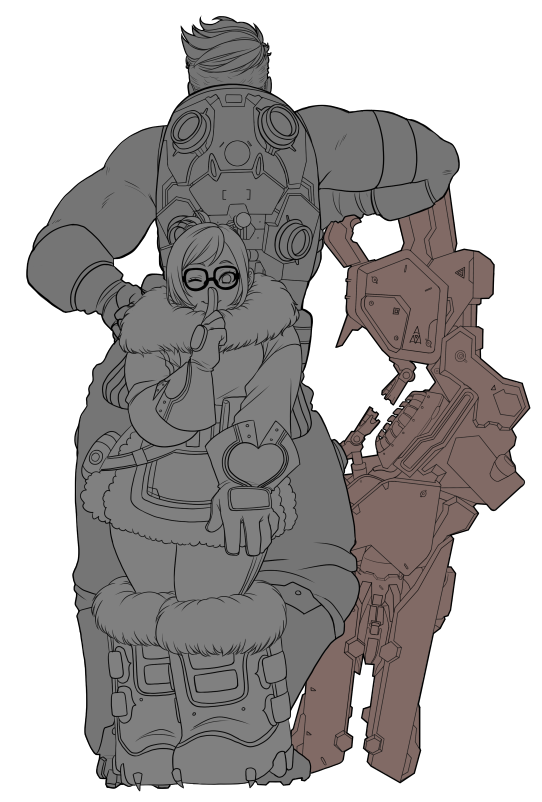 2girls, beads, belt, belt_pouch, biceps, black-framed_eyewear, boots, brown_theme