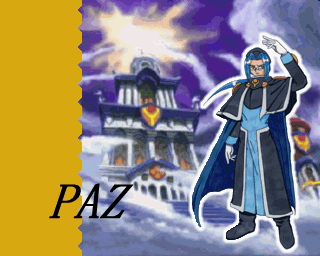 1boy, cape, cloud, gloves, lowres, paz_(puchi_carat), ponytail, puchi_carat