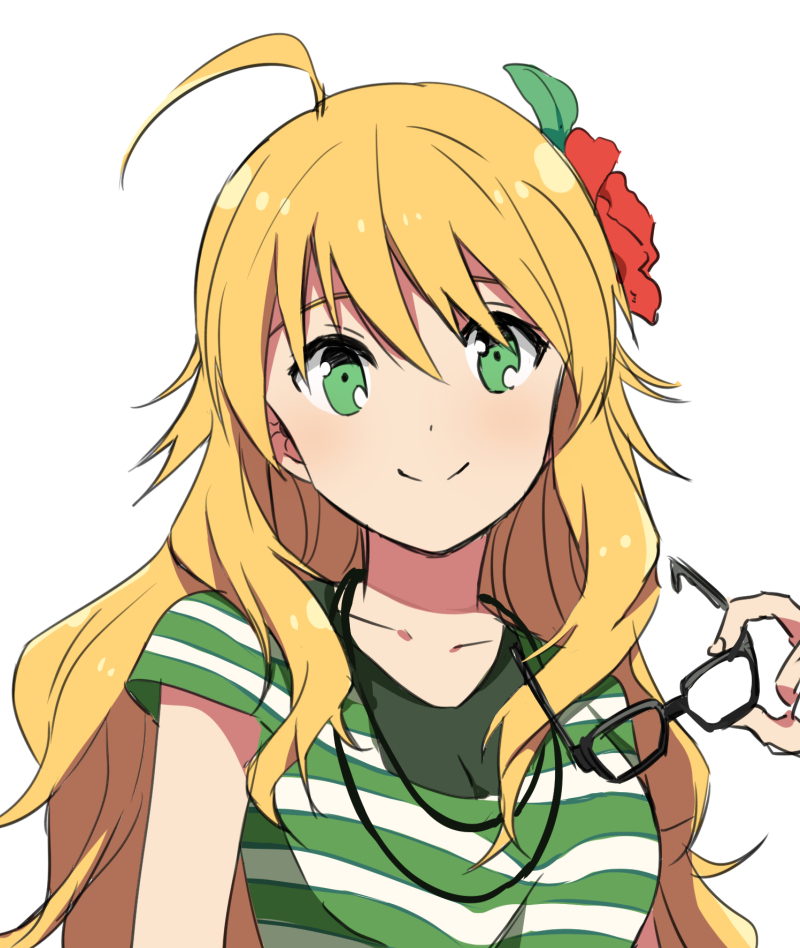 1girl, bad_id, bad_pixiv_id, blonde_hair, collarbone, eunram, female_focus, flower