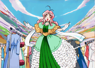 1girl, aqua_(puchi_carat), closed_eyes, dress, lowres, pink_hair, puchi_carat, taito