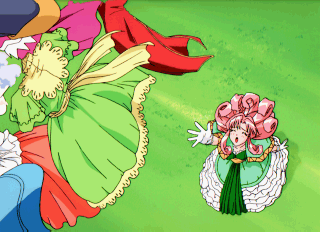 1girl, aqua_(puchi_carat), dress, gloves, lowres, pink_hair, puchi_carat, taito