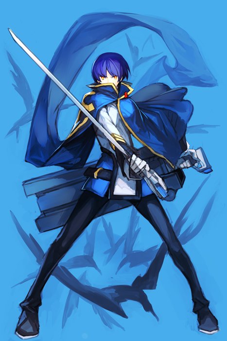 1boy, arc_system_works, blazblue, blazblue:_central_fiction, blue_background, blue_cape, blue_hair, blue_scarf
