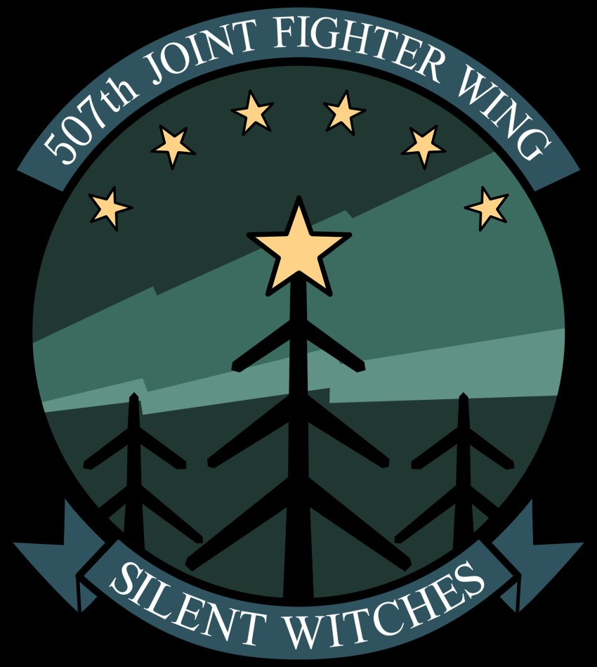 507th_joint_fighter_wing_(emblem), close-up, emblem, heita0524, highres, no_humans, simple_background, star_(sky)