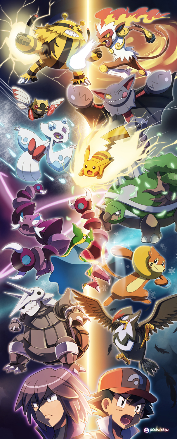 >:(, >:o, 2boys, :o, aggron, ash_ketchum, baseball_cap, buizel