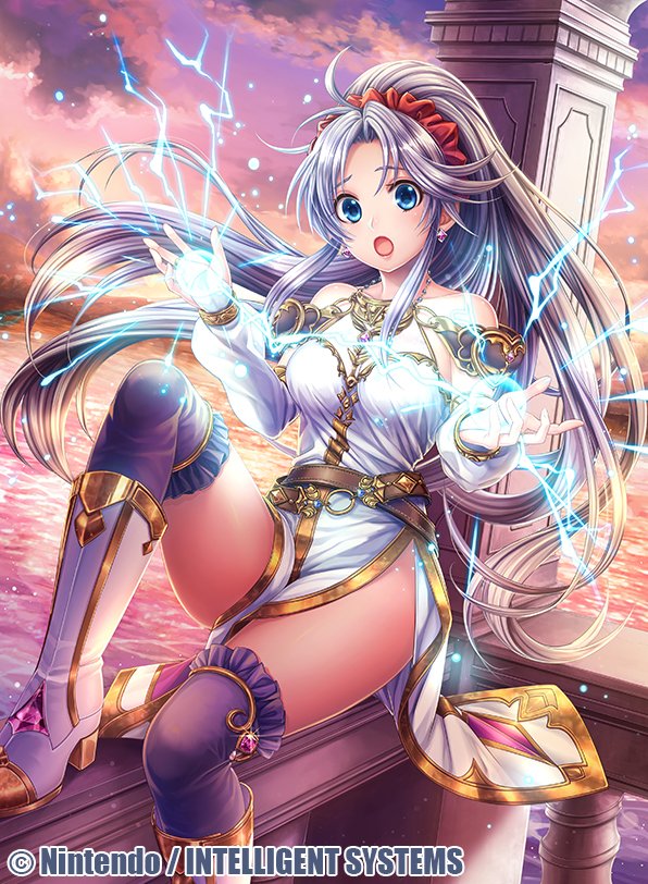 1girl, :o, armpits, bare_shoulders, belt, blue_eyes, boots, breasts