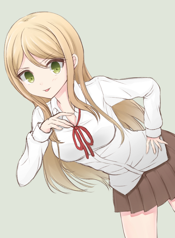 10s, 1girl, :p, blonde_hair, danganronpa_(series), danganronpa_3_(anime), female_focus, green_eyes