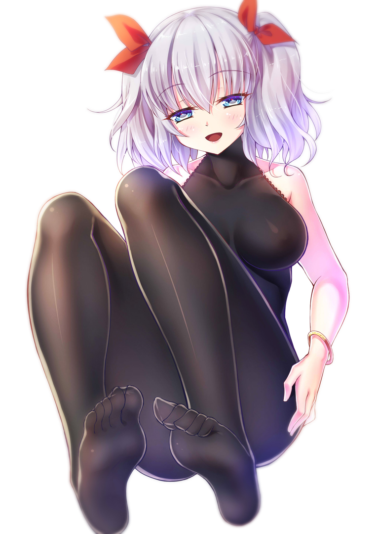 10s, 1girl, :d, ame_wa_a_ga_tsutano?, bare_shoulders, beret, black_pantyhose, blue_eyes