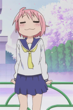 1girl, :3, ahoge, animated, animated_gif, closed_eyes, closed_mouth, collarbone