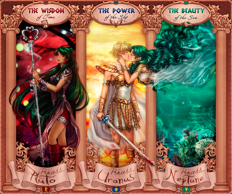 3girls, air_bubble, armlet, bishoujo_senshi_sailor_moon, blonde_hair, blood, blood_on_clothes, boots