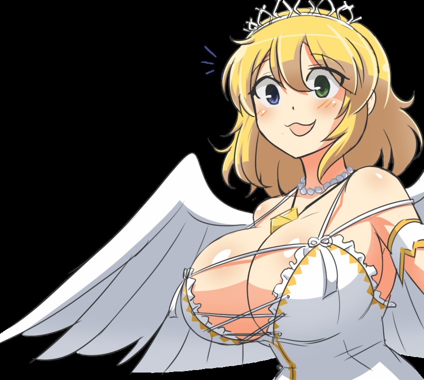 10s, 1girl, blonde_hair, breasts, colorfag, graph_(graphiteknight), heterochromia, huge_breasts