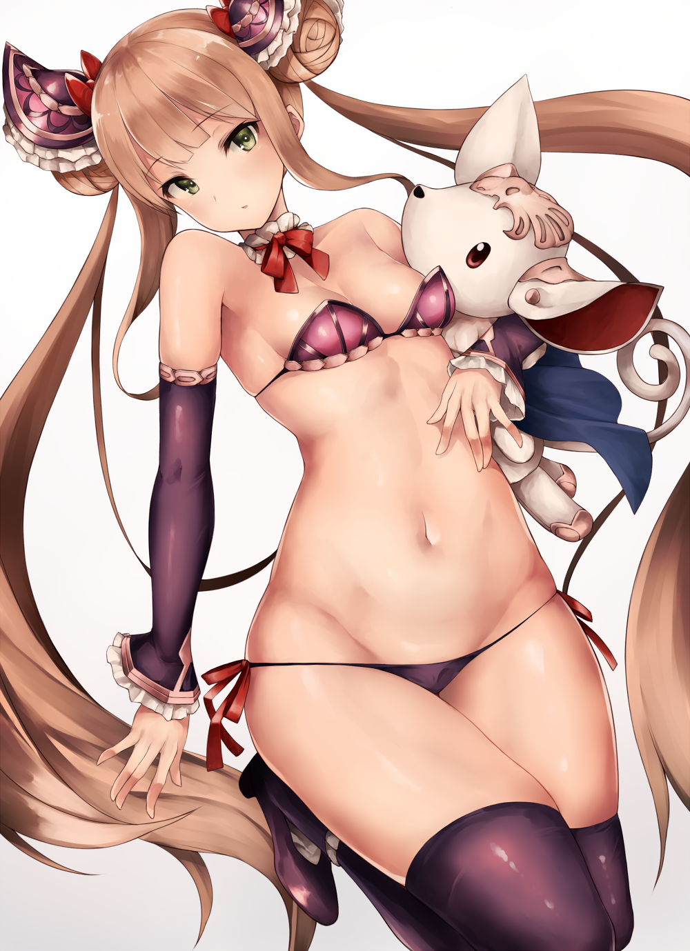 1girl, bad_id, bad_pixiv_id, bare_shoulders, bow, breasts, brown_hair, choker