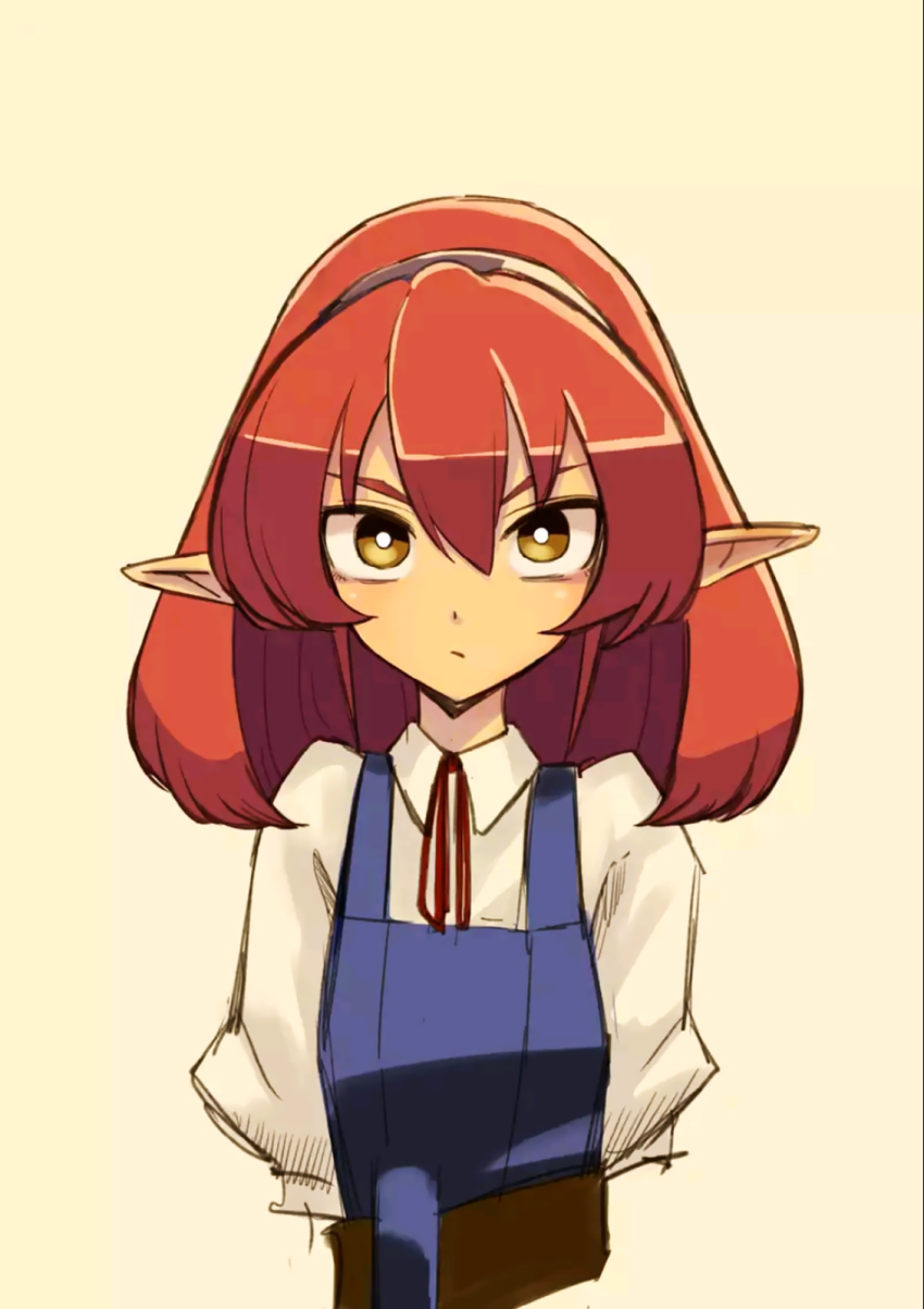 1girl, female_focus, helck, highres, looking_at_viewer, nanao_nanaki, orange_eyes, pointy_ears