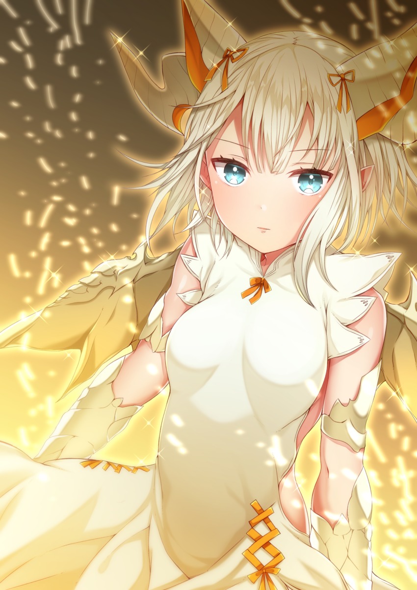1girl, absurdres, akiran'nu, bad_id, bad_pixiv_id, blonde_hair, blue_eyes, dragon_girl