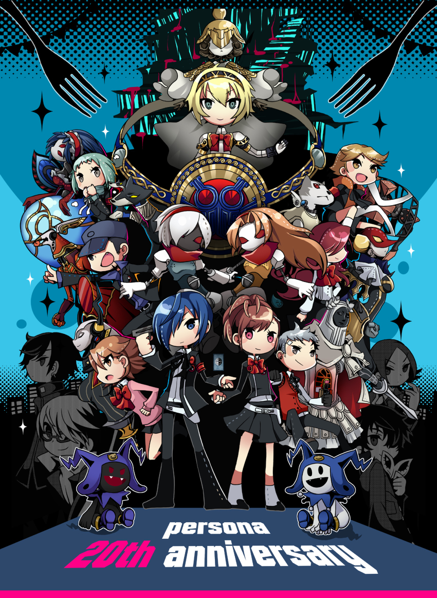 10s, 6+boys, 6+girls, aigis_(persona), amada_ken, amamiya_ren, anniversary, artemisia_(megami_tensei)