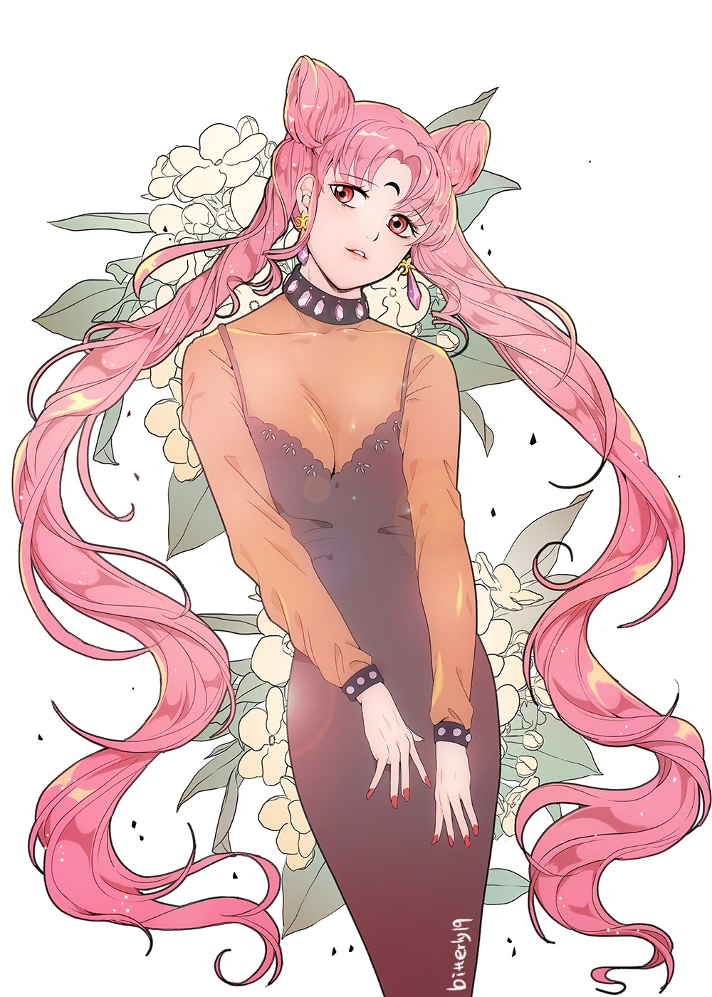 1girl, bad_id, bad_pixiv_id, bishoujo_senshi_sailor_moon, bishoujo_senshi_sailor_moon_r, black_dress, black_lady_(sailor_moon), breasts