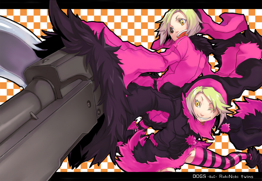 dogs:_bullets_&amp;_carnage, luki, noki, ryu-, ryu_(gojitann), short_hair, socks, weapon