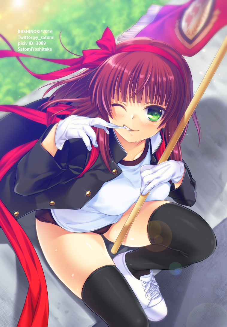 10s, 1girl, angel_beats!, artist_name, biting, blazer, blunt_bangs, brown_hair