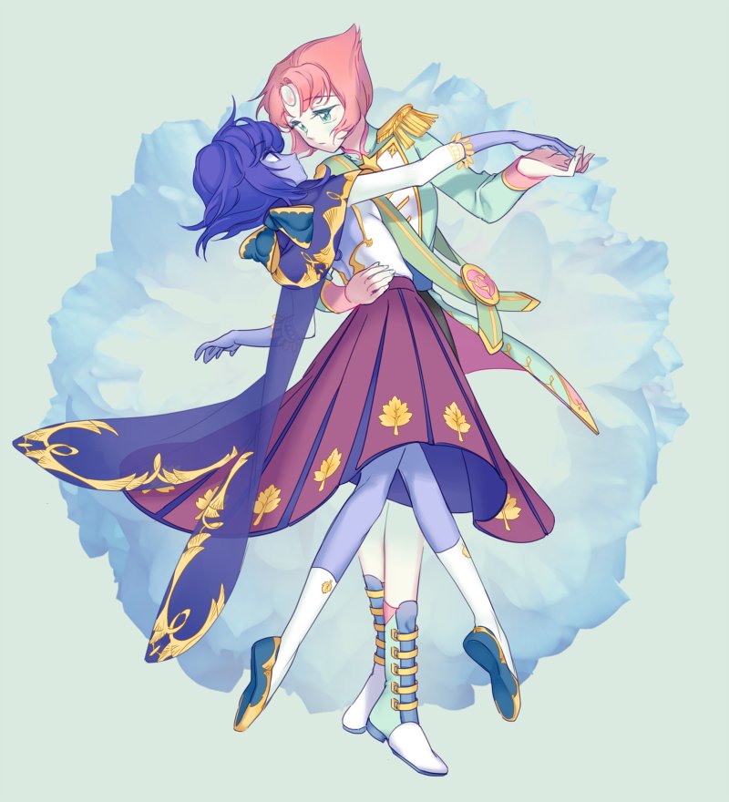 2girls, arm_around_another's_waist, backless_dress, backless_outfit, bad_id, bad_twitter_id, blue_hair, blue_skin