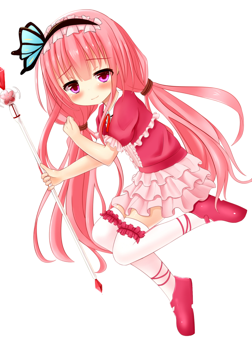 1girl, blush, child, closed_mouth, female_focus, hanamomo_(flower_knight_girl), highres, holding