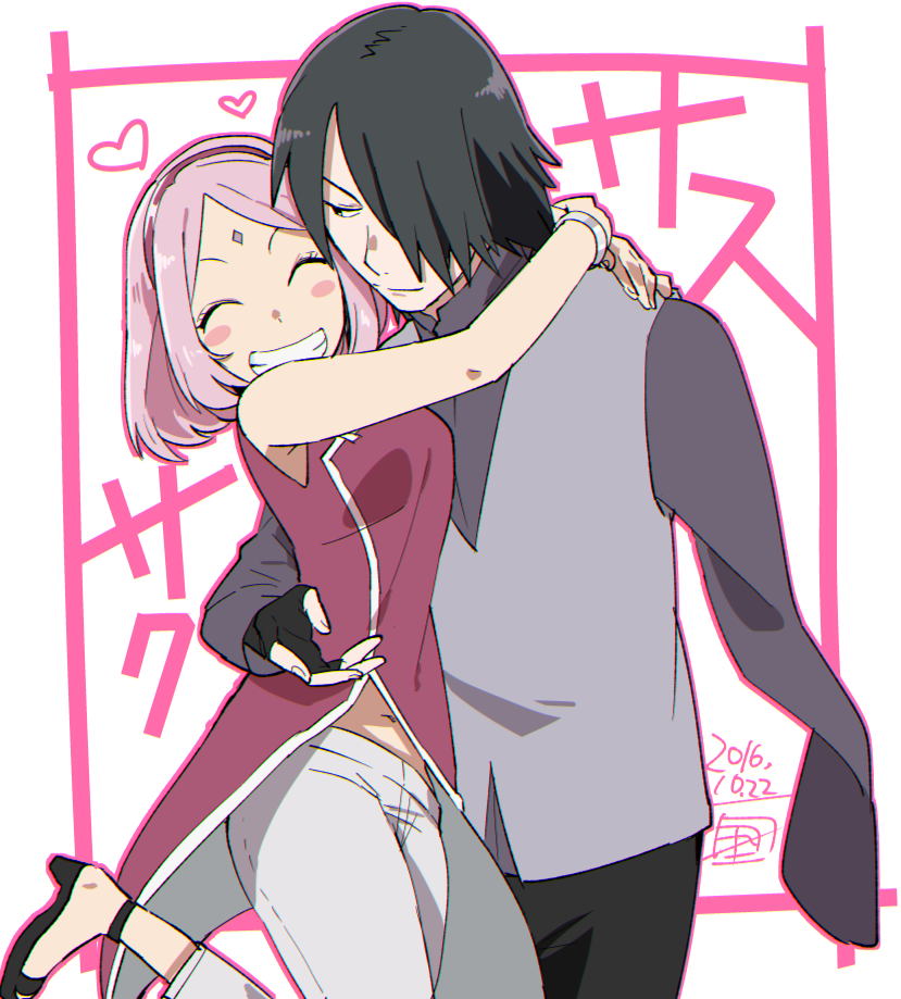 1boy, 1girl, amputee, bad_id, bad_pixiv_id, black_hair, blush, chromatic_aberration