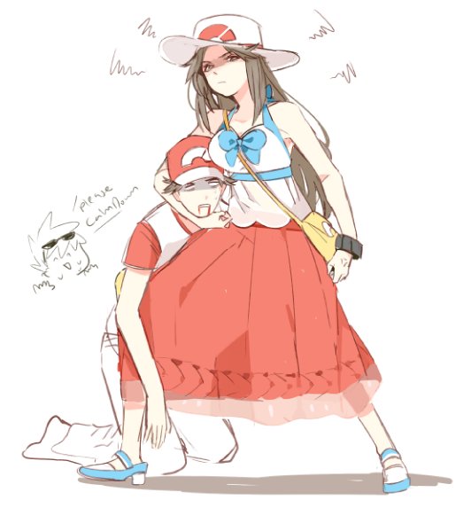 1girl, 2boys, aged_up, alternate_universe, bag, blue_bow, blue_oak, blue_oak_(pokemon_sm)