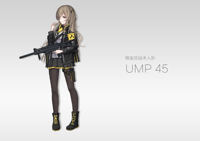 1girl, absurdres, armband, blonde_hair, brown_eyes, dagger, female_focus, girls'_frontline