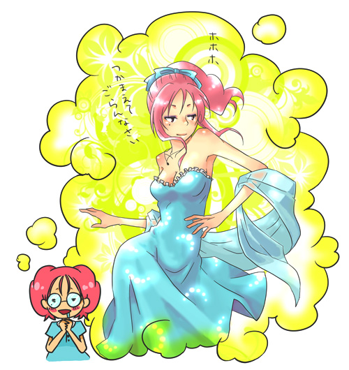 00s, 1girl, dress, glasses, mukai_miho, noein, aged_up, saliva, uhoho_(nano-pico)