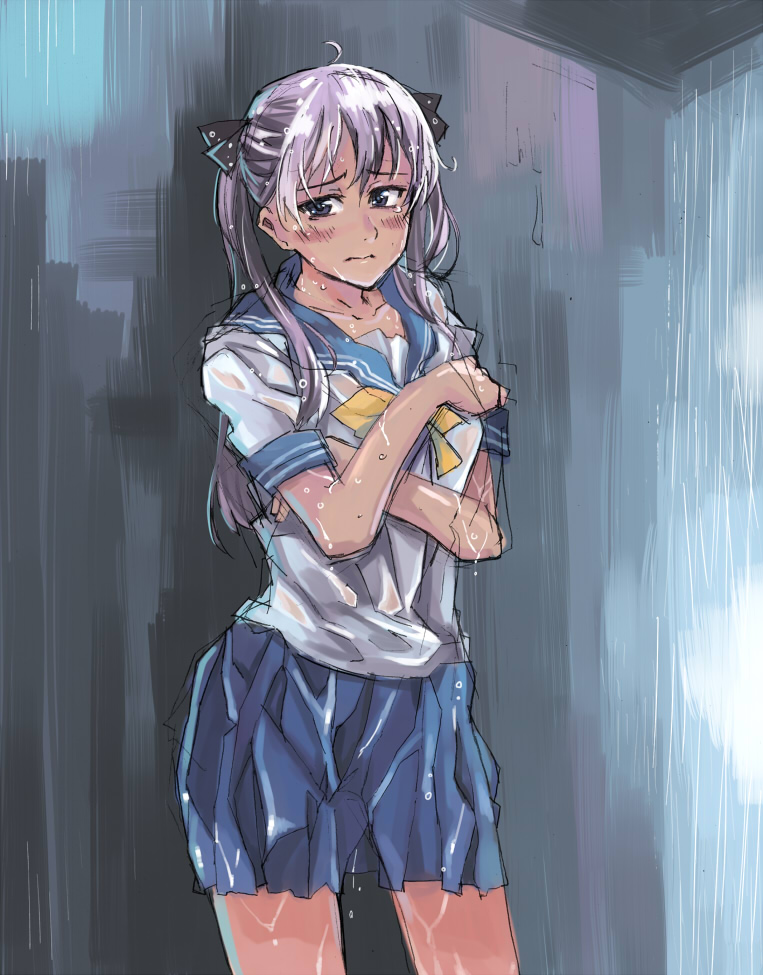 00s, 1girl, bad_id, bad_pixiv_id, blush, collarbone, embarrassed, female_focus