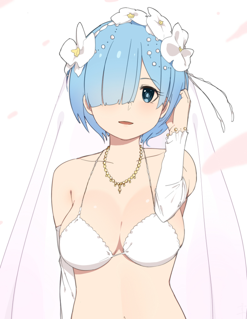 10s, 1girl, bare_shoulders, blue_eyes, blue_hair, blush, bra, breasts
