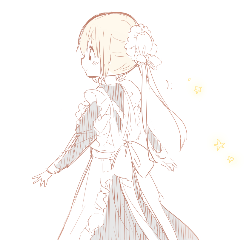 1girl, apron, blonde_hair, female_focus, hair_bun, kimijima_sara, maid, maid_apron