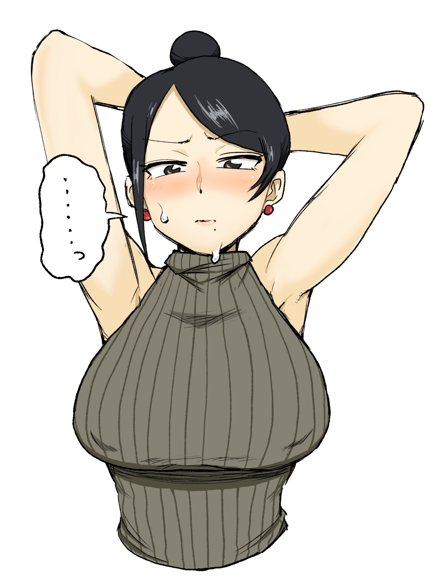 1girl, absurdres, armpits, bijin_onna_joushi_takizawa-san, black_hair, breasts, earrings, female_focus