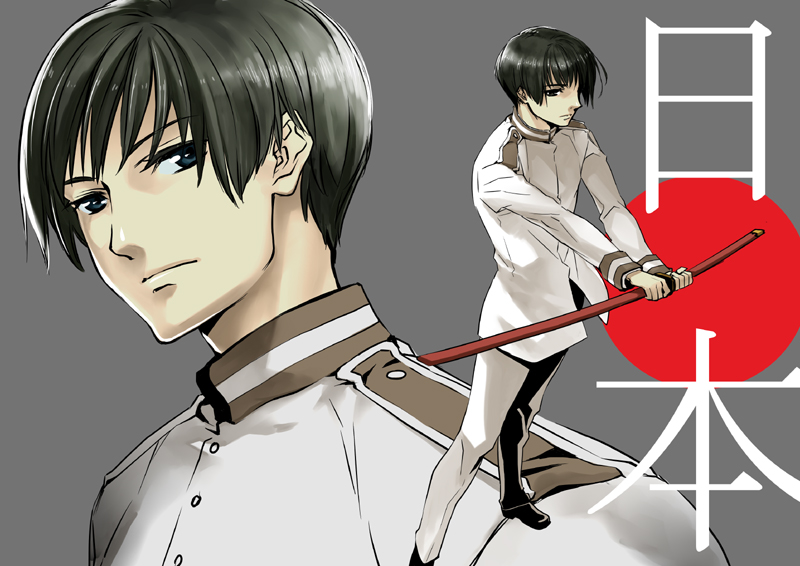 00s, 1boy, axis_powers_hetalia, black_hair, blue_eyes, japan_(hetalia), katana, kishiro_(michiko)
