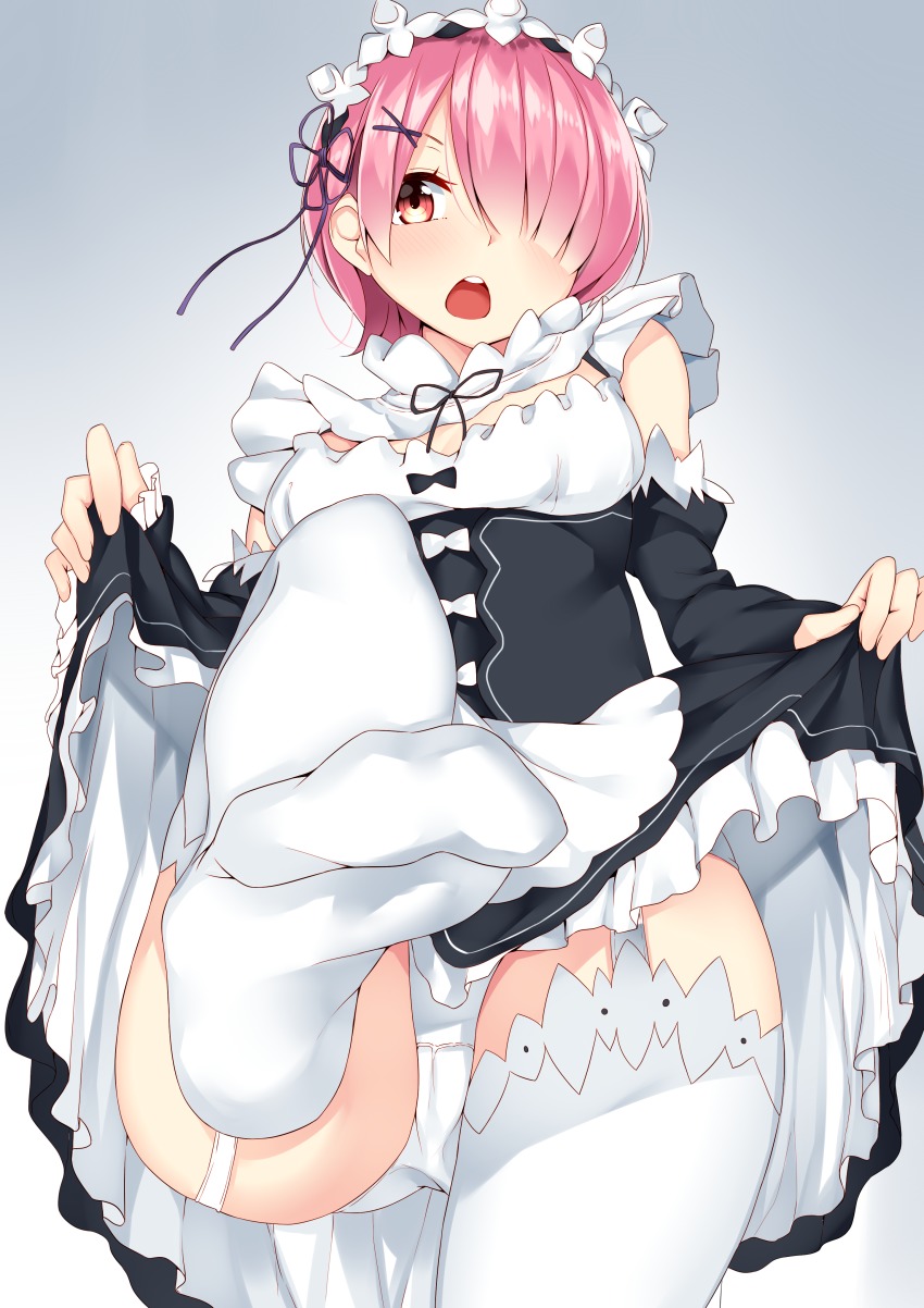 10s, 1girl, absurdres, apron, blush, breasts, detached_sleeves, dress