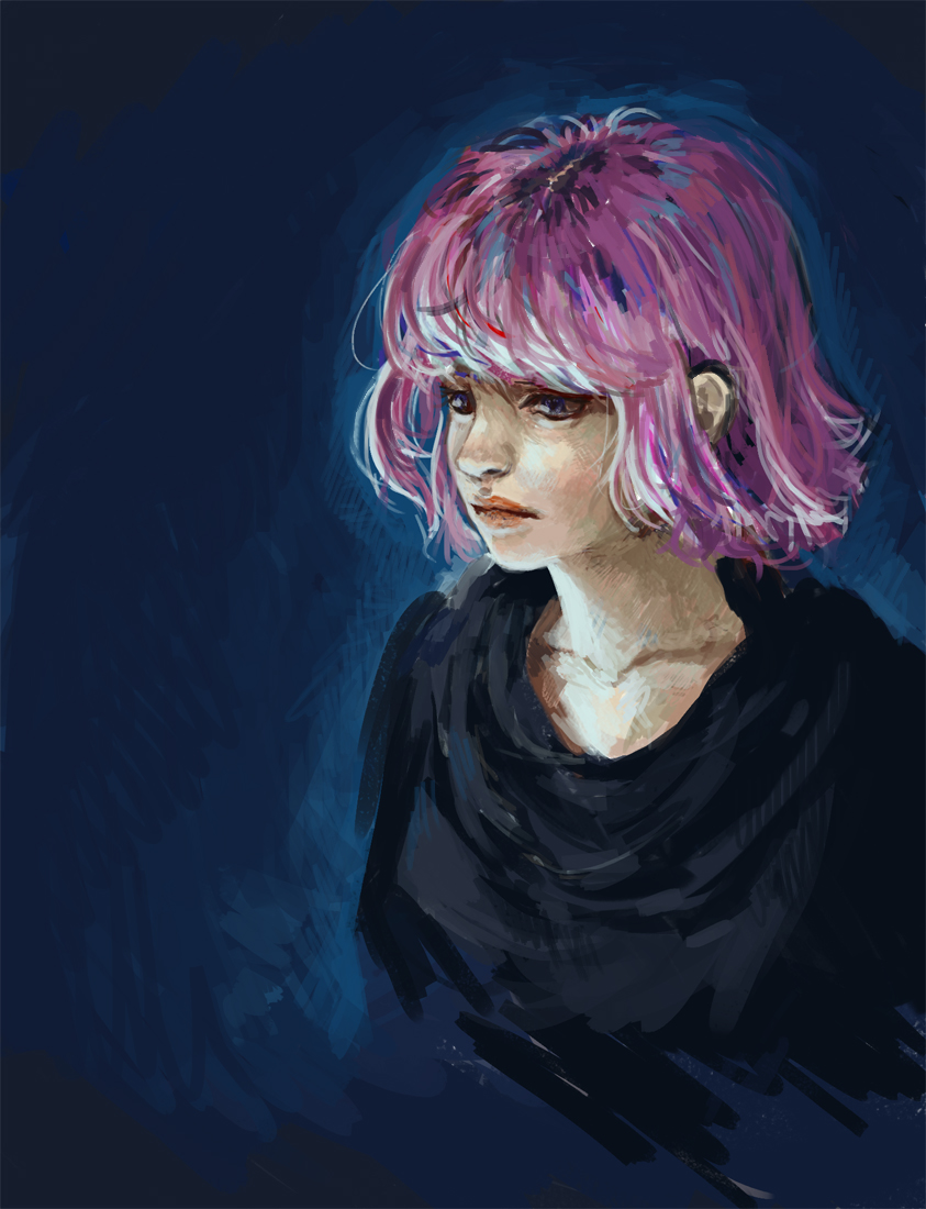 1girl, bad_id, bad_pixiv_id, blue_background, female_focus, grey_eyes, gundam, haman_karn