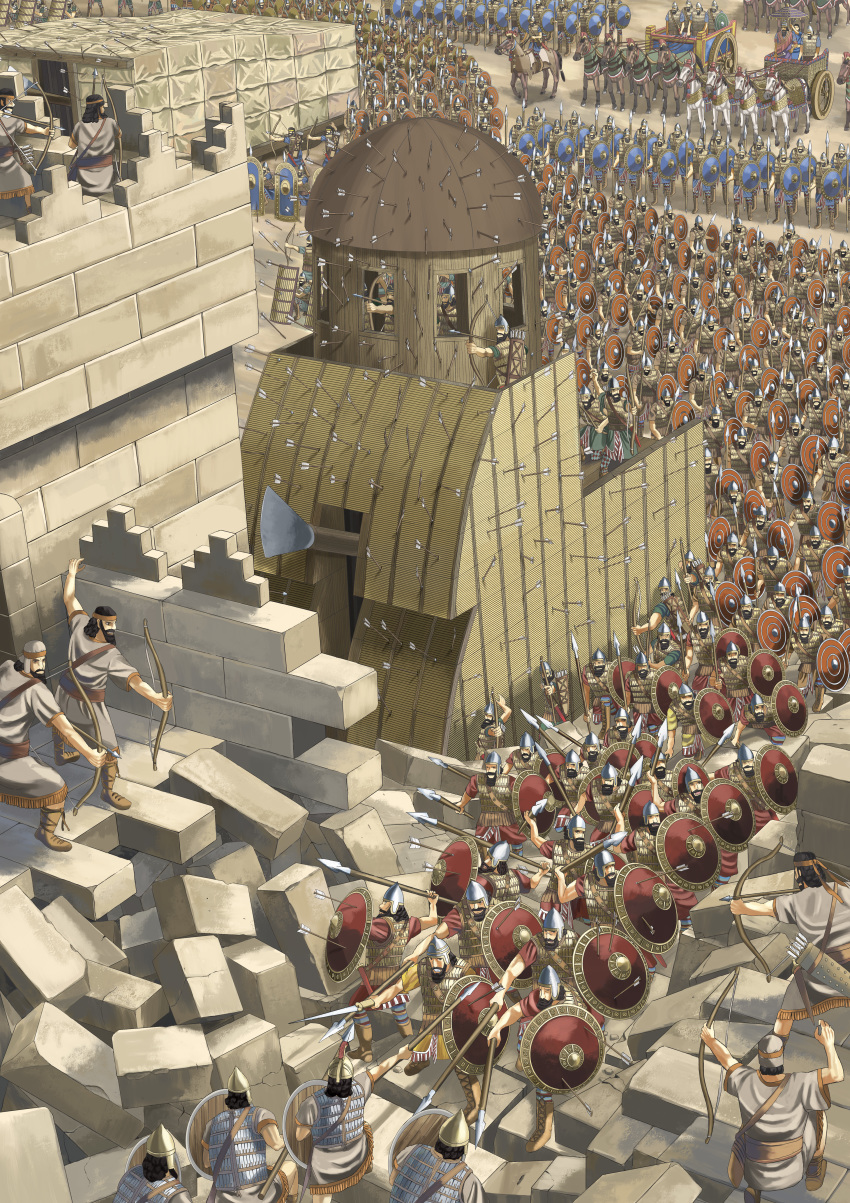 absurdres, animal, armor, arrow_(projectile), assyria, babylon, battle, beard