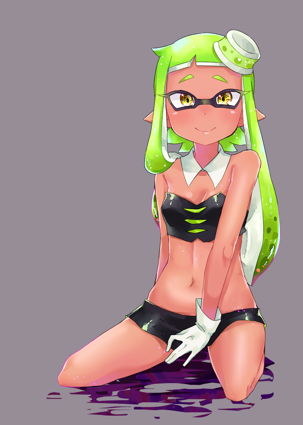 adapted_costume, bare_shoulders, breasts, cleavage, collar, cosplay, crop_top, gloves