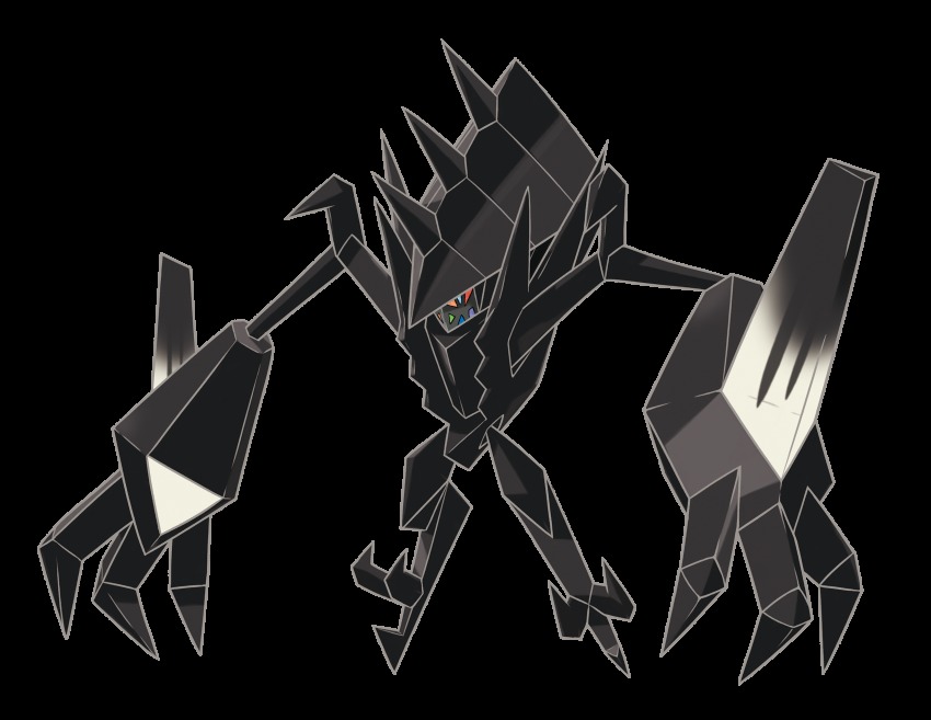 claws, full_body, gen_7_pokemon, highres, legendary_pokemon, monochrome, necrozma, necrozma_(normal)