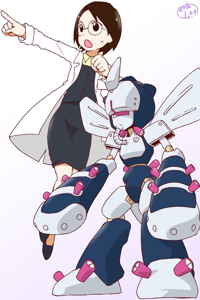 1girl, belzelga, female_focus, gradient_background, medarot, robot, tagme, white_background