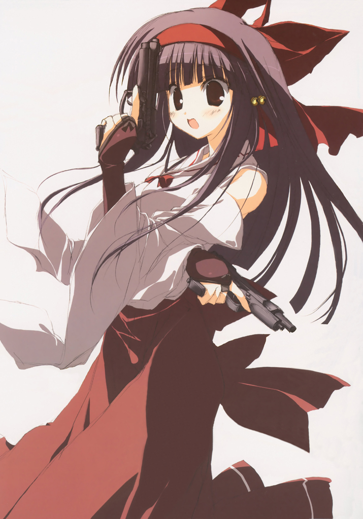 1girl, brown_eyes, brown_hair, detached_sleeves, dual_wielding, female_focus, festa!!_-hyper_girls_pop-, festa!!_hyper_girls_pop