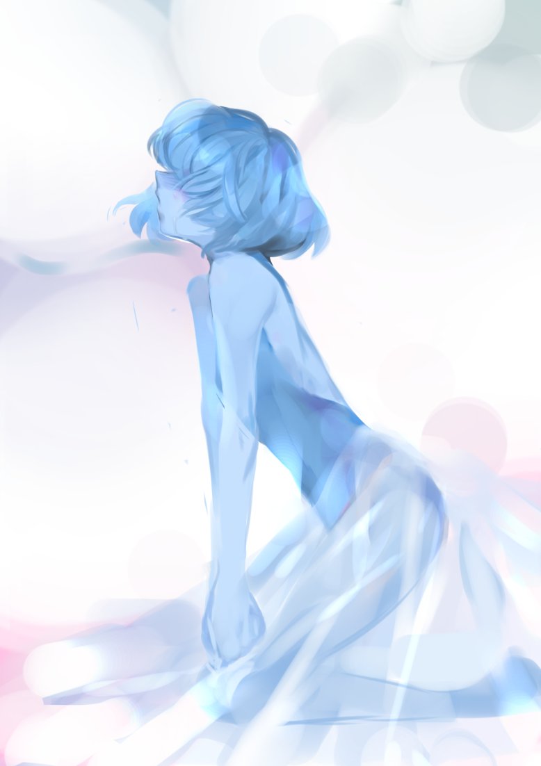 1girl, bad_id, bad_twitter_id, blue_hair, blue_pearl_(steven_universe), blue_skin, chuong, colored_skin