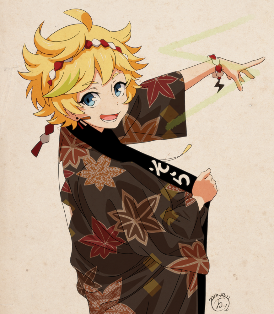 10s, 1boy, 2016, :d, bad_id, bad_twitter_id, blonde_hair, blue_eyes