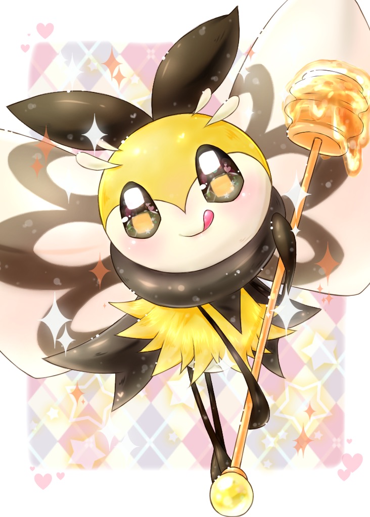 aije, gen_7_pokemon, heart, honey, insect_wings, nintendo, no_humans, pokemon