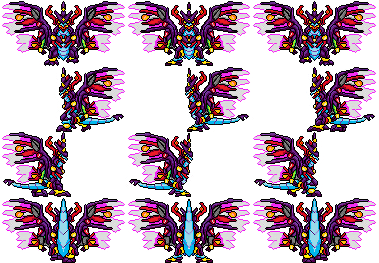 dragon, dragon_tail, dragon_wings, duel_monster, energy_wings, greedy_venom_fusion_dragon, no_humans, pixel_art