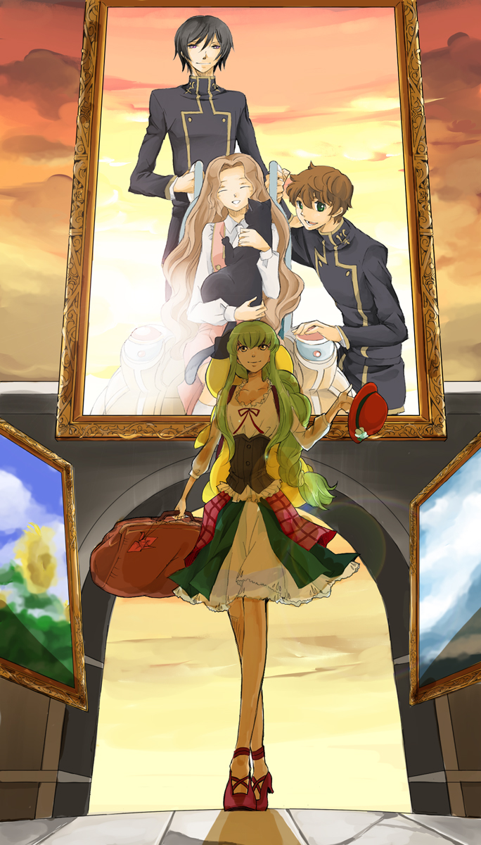 00s, 1girl, bad_id, bad_pixiv_id, black_hair, braid, brother_and_sister, brown_hair