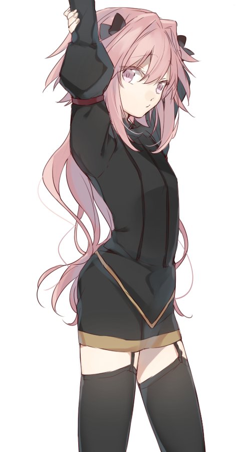 1boy, alternate_hairstyle, astolfo_(fate), astolfo_(rider)_(fate), black_thighhighs, blush, braid, fate/apocrypha
