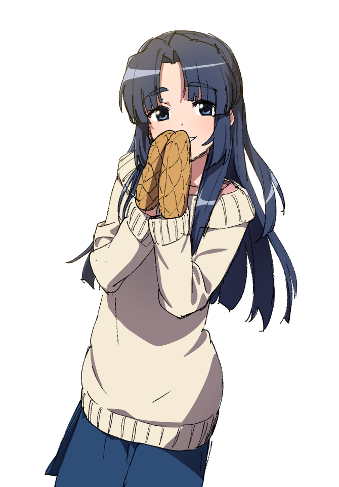 10s, 1girl, asakura_ryoko, blue_eyes, blue_hair, blue_skirt, female_focus, grin