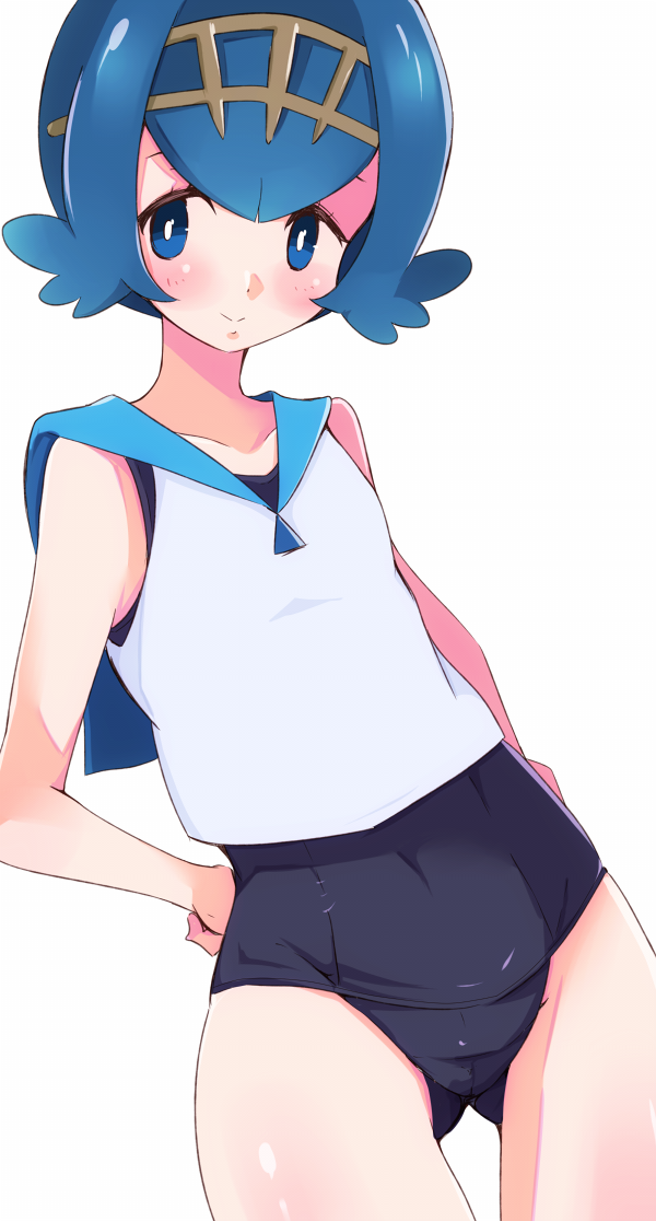 1girl, bad_id, bad_pixiv_id, blue_eyes, blue_hair, enelis, female_focus, hairband