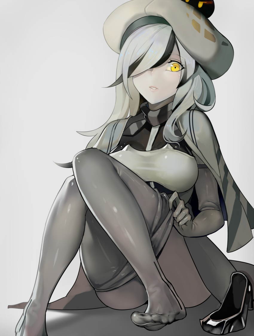10s, 1girl, abyssal_ship, between_breasts, breasts, brown_eyes, cape, clothes_pull