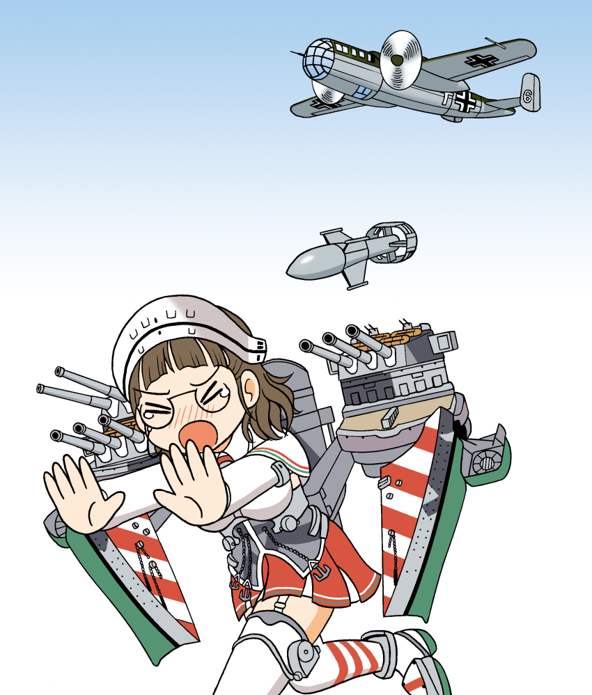 10s, 1girl, absurdres, aerial_bomb, aerial_torpedo, aircraft, airplane, anti-ship_bomb